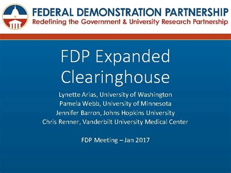 Please click on a Participating Organization's name to view their Profile. . Fdp clearinghouse